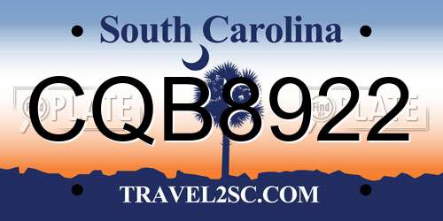 CQB8922 South Carolina License Plate
