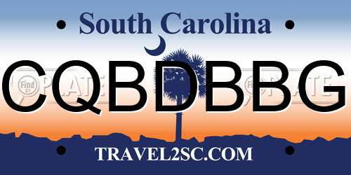 CQBDBBG South Carolina License Plate