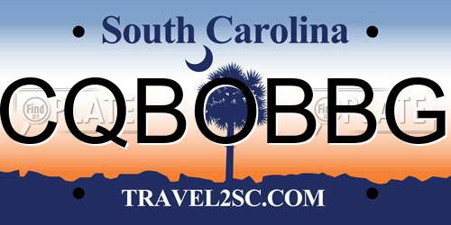 CQBOBBG South Carolina License Plate
