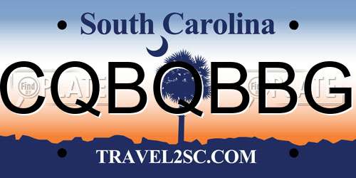 CQBQBBG South Carolina License Plate