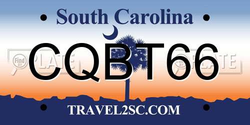 CQBT66 South Carolina License Plate