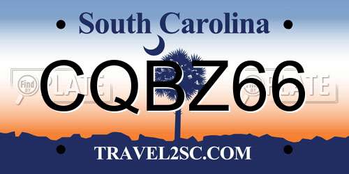 CQBZ66 South Carolina License Plate
