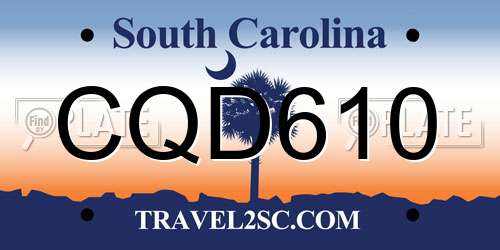 CQD610 South Carolina License Plate