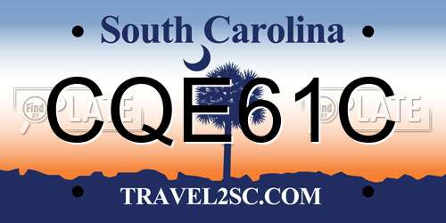 CQE61C South Carolina License Plate