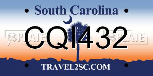 CQI432 South Carolina License Plate