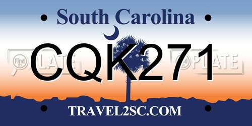 CQK271 South Carolina License Plate