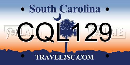 CQL129 South Carolina License Plate