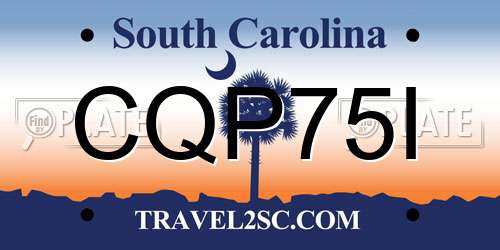 CQP75I South Carolina License Plate
