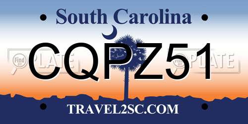 CQPZ51 South Carolina License Plate