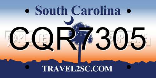CQR7305 South Carolina License Plate