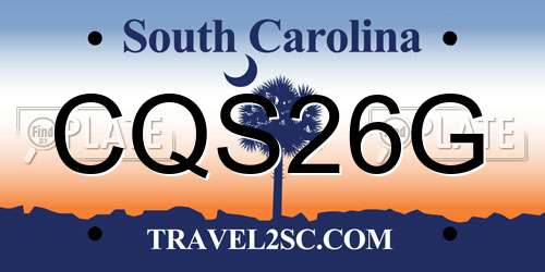 CQS26G South Carolina License Plate