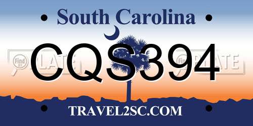 CQS394 South Carolina License Plate