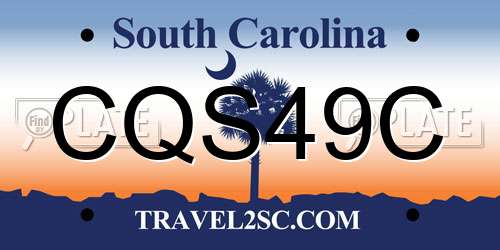 CQS49C South Carolina License Plate
