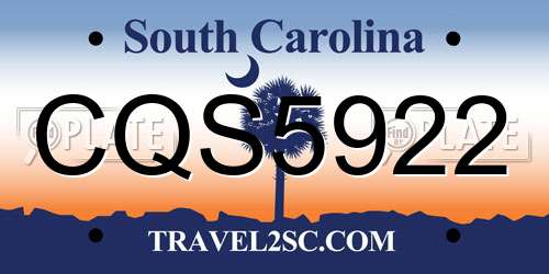 CQS5922 South Carolina License Plate