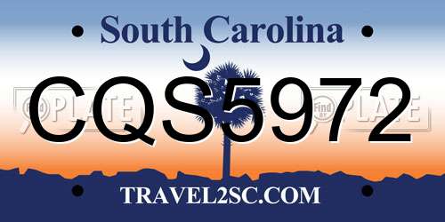 CQS5972 South Carolina License Plate