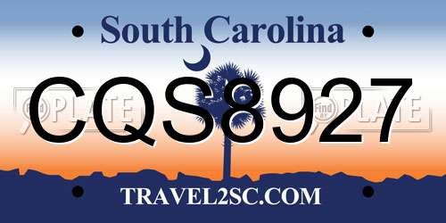 CQS8927 South Carolina License Plate