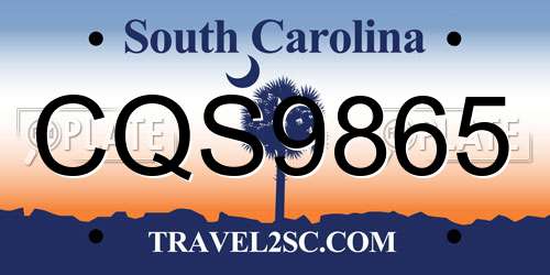 CQS9865 South Carolina License Plate