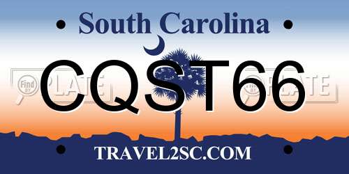 CQST66 South Carolina License Plate