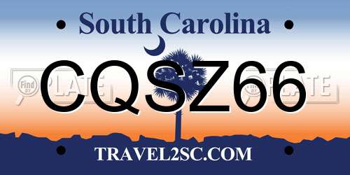 CQSZ66 South Carolina License Plate