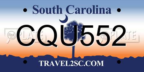 CQU552 South Carolina License Plate