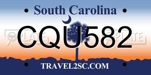 CQU582 South Carolina License Plate