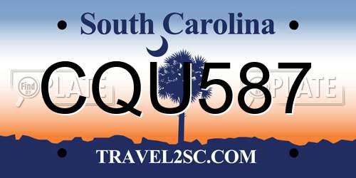 CQU587 South Carolina License Plate