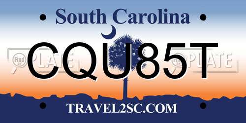 CQU85T South Carolina License Plate