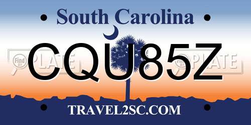 CQU85Z South Carolina License Plate