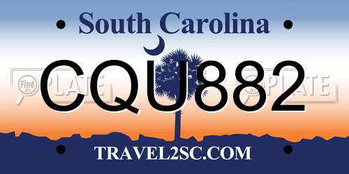 CQU882 South Carolina License Plate