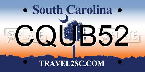 CQUB52 South Carolina License Plate