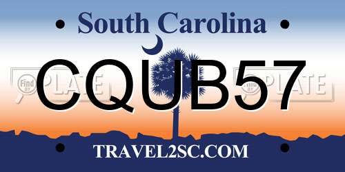 CQUB57 South Carolina License Plate