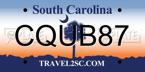 CQUB87 South Carolina License Plate