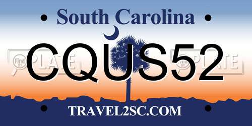 CQUS52 South Carolina License Plate