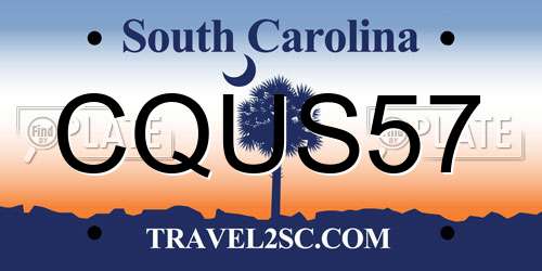 CQUS57 South Carolina License Plate