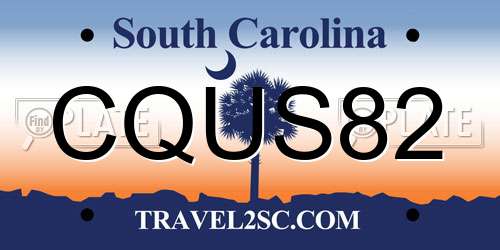 CQUS82 South Carolina License Plate