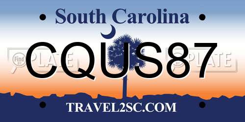 CQUS87 South Carolina License Plate