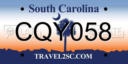 CQY058 South Carolina License Plate