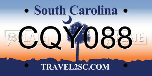 CQY088 South Carolina License Plate
