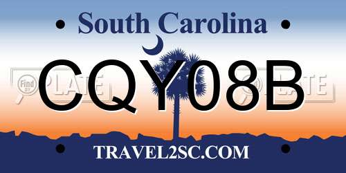 CQY08B South Carolina License Plate