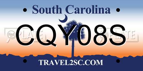CQY08S South Carolina License Plate