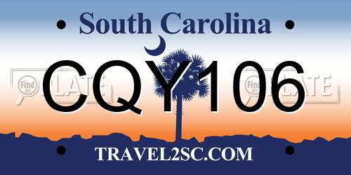 CQY106 South Carolina License Plate