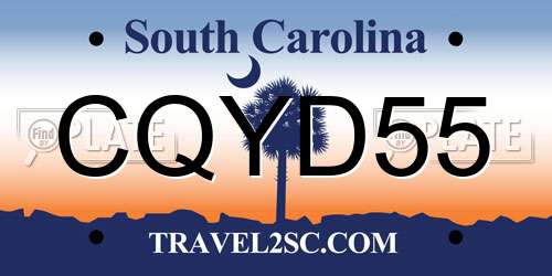 CQYD55 South Carolina License Plate