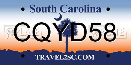 CQYD58 South Carolina License Plate