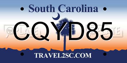 CQYD85 South Carolina License Plate