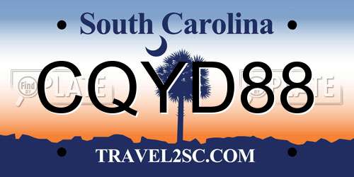CQYD88 South Carolina License Plate