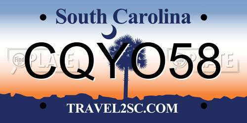 CQYO58 South Carolina License Plate