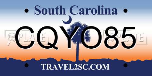 CQYO85 South Carolina License Plate