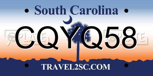 CQYQ58 South Carolina License Plate