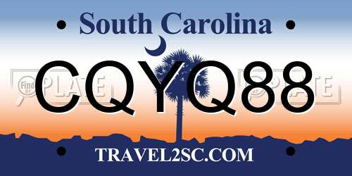 CQYQ88 South Carolina License Plate