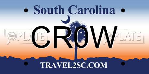 CR0W South Carolina License Plate